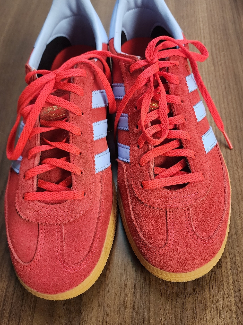 adidas Red Suede Sneakers with Stripes